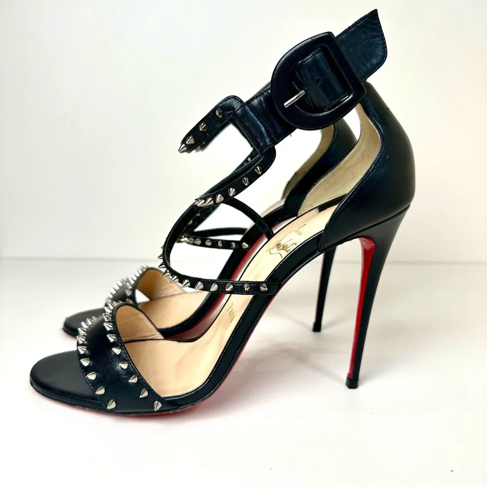 ✨ Christian Louboutin “So Me” Studded Strappy Sandals | Size 39 Black | Red Sole - Picture 1 of 12